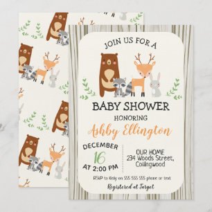 Animaux de bois mignons Invitation Baby shower