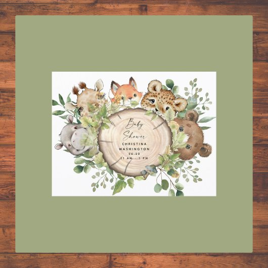 Animaux de bois mignons Invitation Baby shower