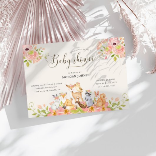 Animaux de bois mignons Invitation Baby shower