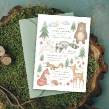 Animaux de bois mignons Invitation Baby shower