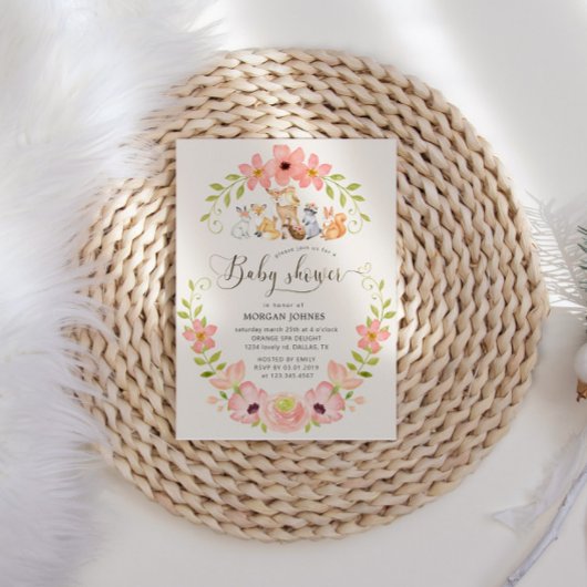 Animaux de bois mignons Invitation Baby shower