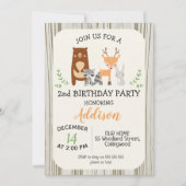 Animaux de bois mignons Invitation d'anniversaire (Devant)