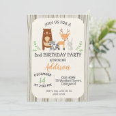Animaux de bois mignons Invitation d'anniversaire (Debout devant)
