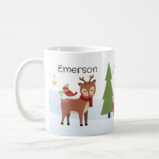Animaux de bois Noël Mug personnalisée (Gauche)