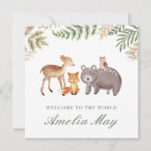 Animaux de bois personnalisés Nouvelle carte bébé (Devant)