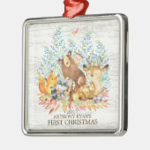 Animaux de bois Premier ornement de Noël du bébé (Gauche)