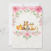 Animaux de bois rose Floral Baby shower Invitation (Dos)