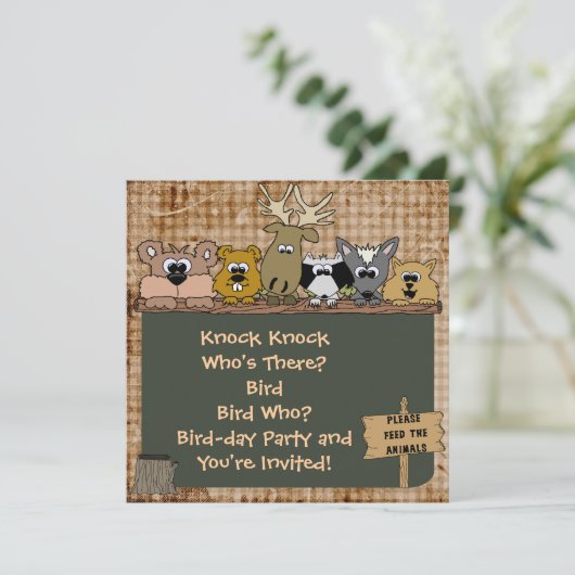 Animaux de bois sur mesure Invitation d'anniversai (Debout devant)