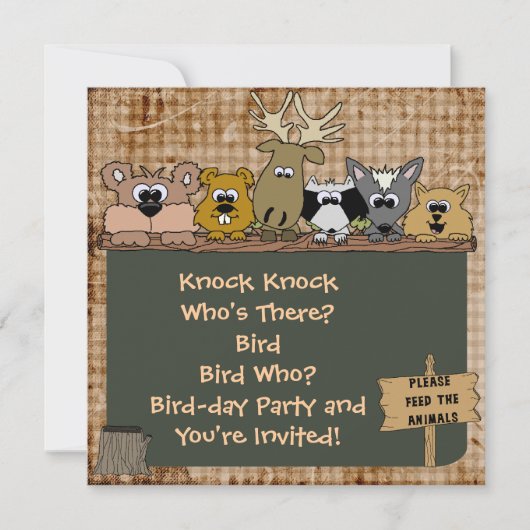 Animaux de bois sur mesure Invitation d'anniversai (Devant)