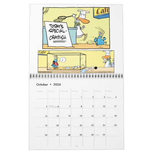 Animaux de caricature de marais Calendrier 12 mois (Oct 2026)