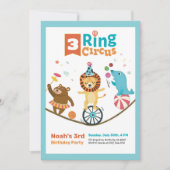 Animaux de cirque à 3 anneaux Enfants Invitations  (Devant)