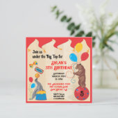 Animaux de cirque Carte d'invitation d'anniversair (Debout devant)
