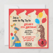 Animaux de cirque Carte d'invitation d'anniversair (Devant)