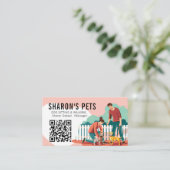 Animaux de compagnie assis & chien Carte de visite (Debout devant)