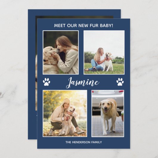 Animaux de compagnie Faire-part Nouveau fourrure b (Devant / Derrière)