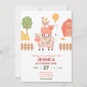 Animaux de ferme 1ère invitation d'anniversaire (Devant)