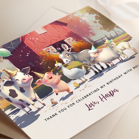 Animaux de ferme Anniversaire Merci de fête