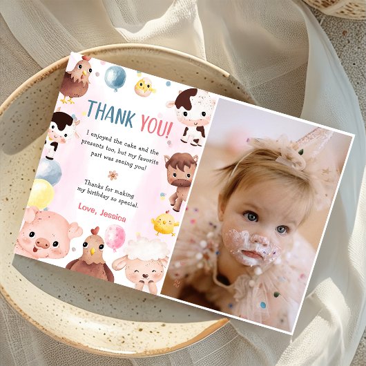 Animaux de ferme Ballons Barnyard Carte de remerci