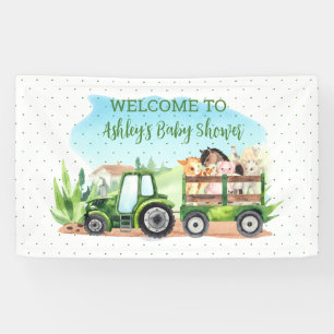Animaux de ferme Bannière Baby shower tracteur ver