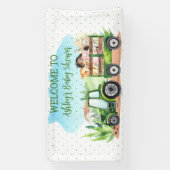 Animaux de ferme Bannière Baby shower tracteur ver (Verticale)