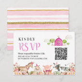 Animaux de ferme Barnyard 1er Anniversaire Carte R (Devant / Derrière)