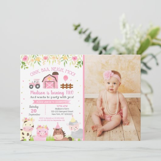 Animaux de ferme Barnyard 2e Invitations d'anniver (Debout devant)