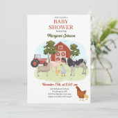 Animaux de ferme Barnyard Baby shower Invitation (Debout devant)