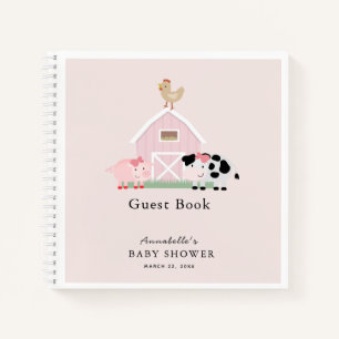 Animaux de ferme Barnyard Baby shower rose Livre d