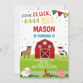 Animaux de ferme Barnyard Invitation d'anniversair (Devant)