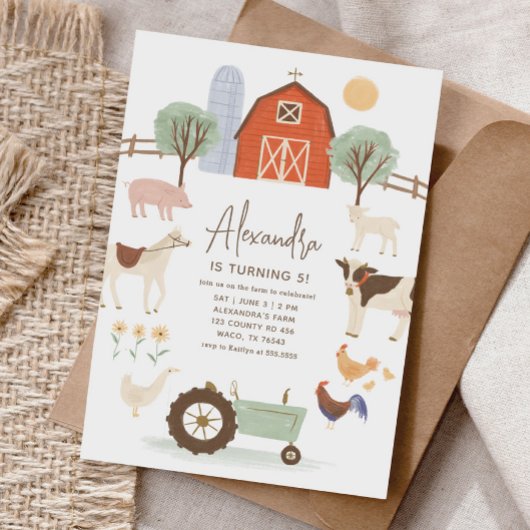 Animaux de ferme Barnyard Invitation d'anniversair