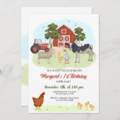 Animaux de ferme Barnyard Invitation d'anniversair (Devant / Derrière)