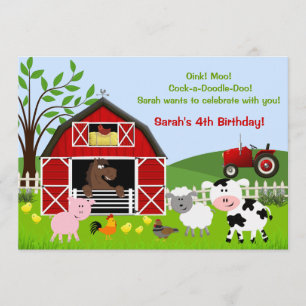 Animaux de ferme Barnyard Invitations de fête d'an