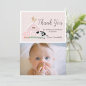 Animaux de ferme Barnyard rose Carte de remercieme (Debout devant)