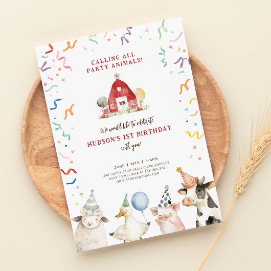 Animaux de ferme Boy Farm Barnyard Invitation d'an