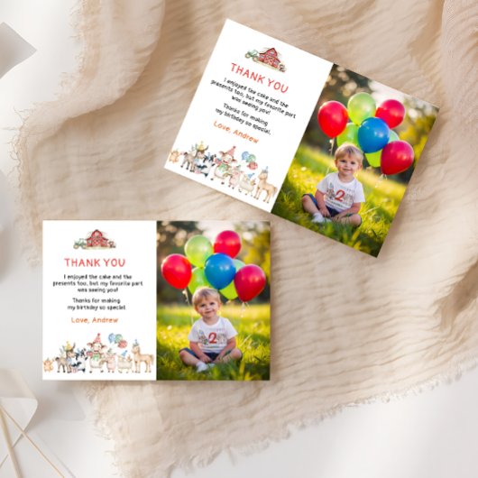 Animaux de ferme Carte de remerciements photo d'an