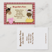 Animaux de ferme cheval, vache, cartes de visite (Devant / Derrière)