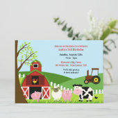 Animaux de ferme d'anniversaire Invitation plate (Debout devant)