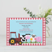 Animaux de ferme d'anniversaire Invitation plate (Debout devant)