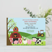Animaux de ferme d'anniversaire Invitation plate (Debout devant)