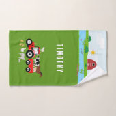 Animaux de ferme et tracteur rouge Barnyard Nom pe (Serviette à main)