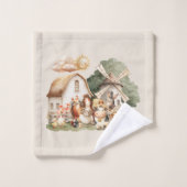 Animaux de ferme fantaisistes à l'aquarelle (Gant de toilette)