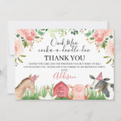 Animaux de ferme floraux roses Carte de remercieme (Devant)