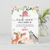 Animaux de ferme floraux roses Carte de remercieme (Debout devant)