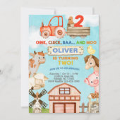 Animaux de ferme garçon 2e anniversaire invitation (Devant)