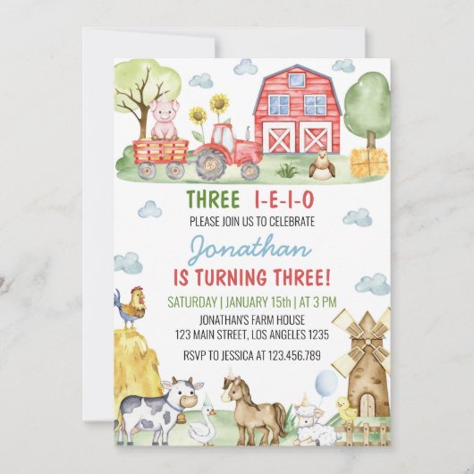 Animaux de ferme Invitation à la fête Anniversaire (Devant)