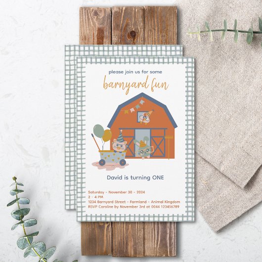 Animaux de ferme Invitation Anniversaire Barnyard 