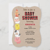 Animaux de ferme Invitation au Baby shower à panie (Devant)