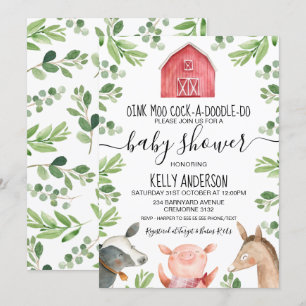 Animaux de ferme Invitation au Baby shower d'éleva