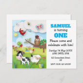 Animaux de ferme Invitation d'anniversaire (Devant / Derrière)