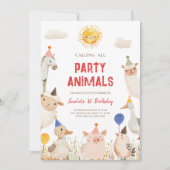 Animaux de ferme Invitation d'anniversaire (Devant)